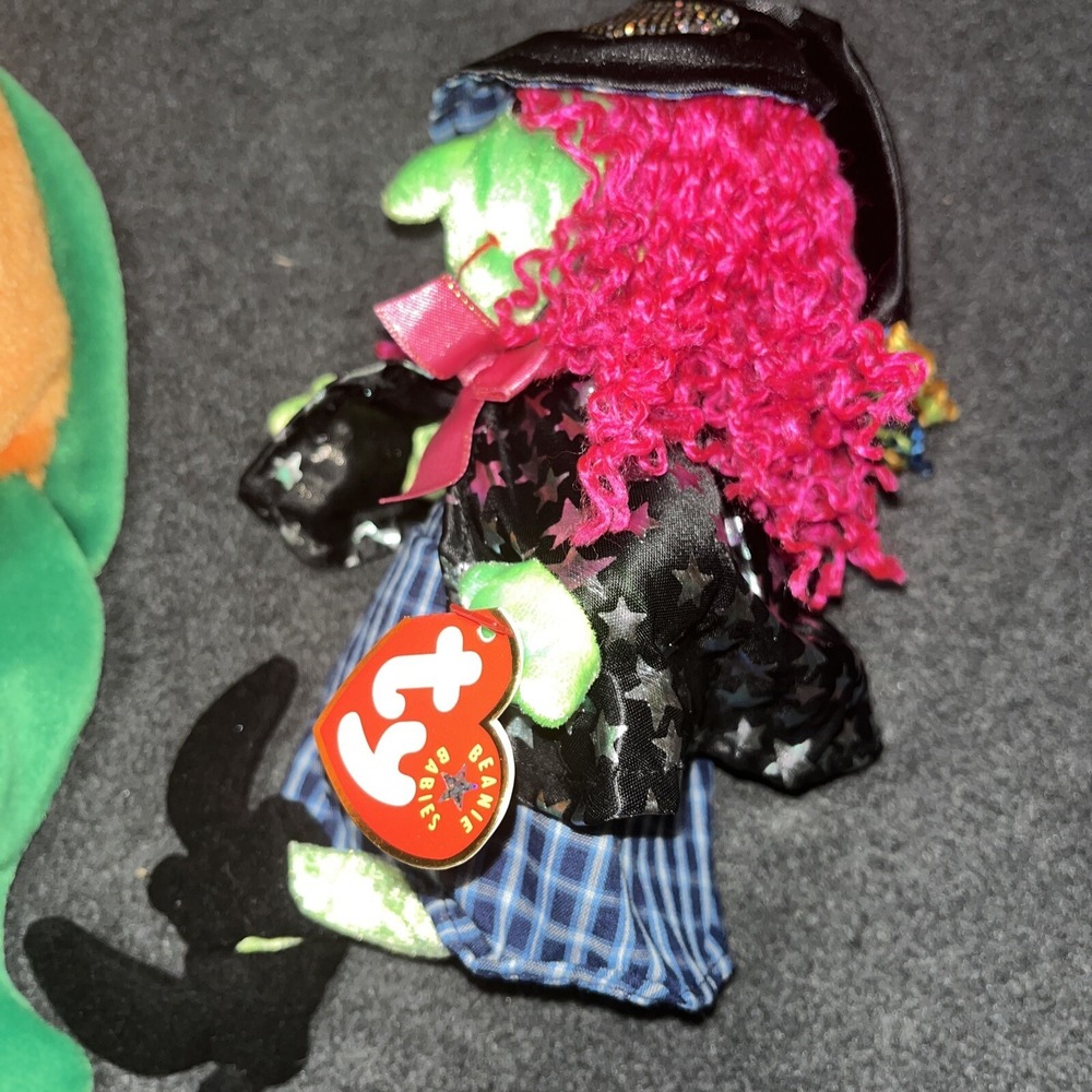 TY Beanie baby pumpkin and TY beanie  scary witch lot of 2 , euc , halloween - Picture 5 of 5